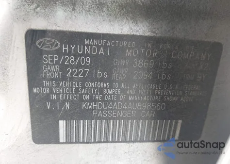 2010 Hyundai Elantra Blue/Gls/Se from USA, damaged, VIN KMHDU4AD4AU898560